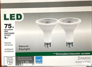 2-Pack, PAR30 LED 9W Dimmable Bulb, 75w equiv.E26 Base, indoor/outdoor (398-506) - Picture 1 of 6