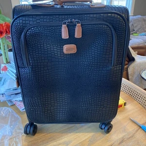 Bric's MY Safari 21” Trolley Expands Black Suitcase w/ Leather Trim NIB - Picture 1 of 22