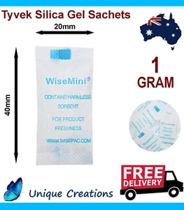 1 Gram Silica Gel Packets Moisture Absorber Desiccant Reusable Food Grade Sachet - Picture 1 of 9
