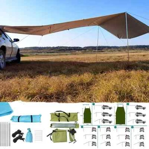 Portable Car Shelter Shade Camping Side Roof Top Tent Anti-UV Sunshade For SUV - Picture 1 of 29