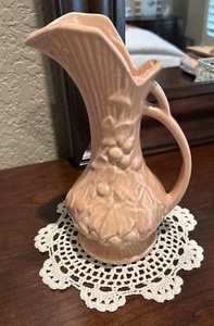 Vtg McCoy Pottery ~ 9" Peach Grapevine Pitcher ~ Flower Vase - Picture 1 of 4