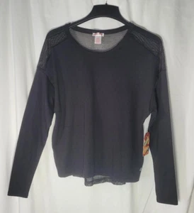 Luna Peak Black Long Sleeve Mesh Top Women's Large - Picture 1 of 6