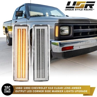 CLEAR Front Side Marker Light w/ Amber LED For 82-93 Chevy S10 / 83-94 Blazer - Image 1 of 4