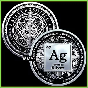 2021 5oz Crypto AG Proof Silver Shield MiniMintage Cryptocurrency Low COA / Box. - Picture 1 of 4