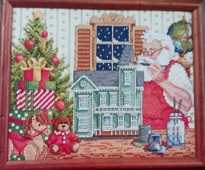Cross Stitch Pattern SANTAS WORKSHOP Christmas Theme Santa Dollhouse Present Toy - Image 1 of 4
