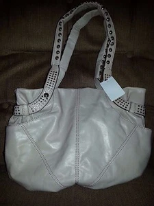 ON SALE! NWT B. Makowsky Glazed Leather Double Handle Shopper-Stone VINTAGE - Picture 1 of 4