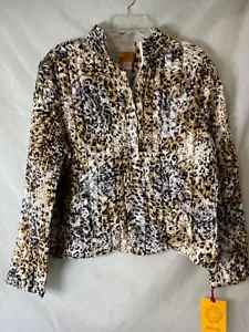 Ruby Rd. Women’s Jacket Sz Large Animal Print quilted jacket gold/black - Picture 1 of 6