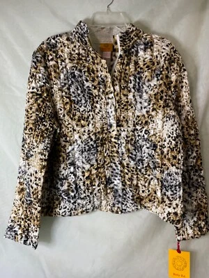 Ruby Rd. Women’s  Jacket Sz Large Animal Print quilted jacket gold/black - Image 1 of 4