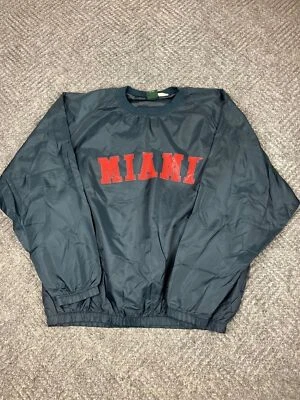 Chaqueta cortavientos vintage University of Miami Snap adulto grande azul para hombre Foto 1 de 4