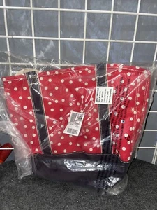 Lands End Medium Signature Canvas Beuteltasche mit rot-weißen Tupfen Muster - Bild 1 von 4