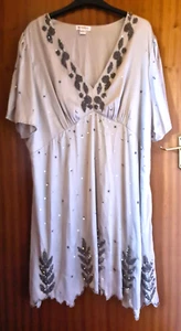 NWOT - Monsoon Aurora grey satin beaded sequinned mini dress & storage bag UK24 - Picture 1 of 11