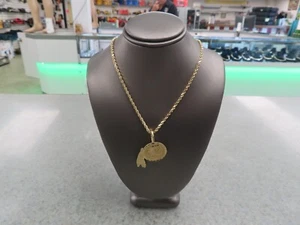 Ciondolo logo vintage NFL Washington Redskins oro giallo 14k con catena in corda 14kt - Foto 1 di 7