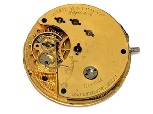 RARE WALTHAM Am.W.Co MODEL 1874 POCKET WATCH DIAL & MOVEMENT, SIZE 14, 7jewel - Foto 1 di 10