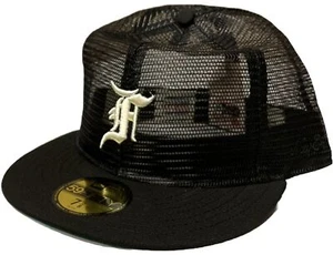 Gorra de béisbol Fear of God x New Era 59Fifty ajustada negra 7 1/4 malla esencial - Imagen 1 de 6
