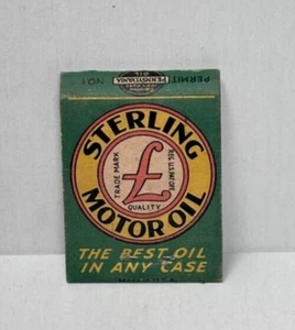 1930s 40s Sterling Motor Oil Matchbook Gas & Oil Automotive Collectible Unstruck - Picture 1 of 7
