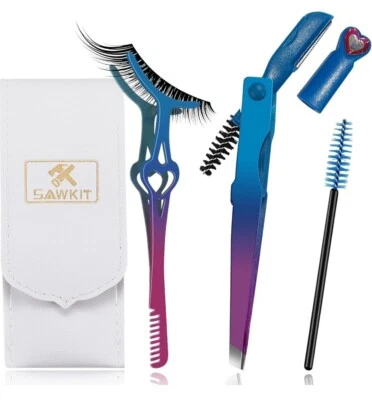 NIP Sawkit Eyelash Applicator Tool 3 In 1 Lash Applicator W/ Tweezers, Brush,  - Image 1 of 4