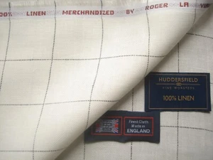 100% LINEN CASUAL “Overcheck” SUITING, JACKETING FABRIC – By meter: 1.0 m. - Picture 1 of 12