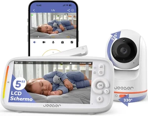 2K Baby Monitor Video E Audio, Visione Notturna, 360° Telecamera, Controllo Tram - Foto 1 di 12