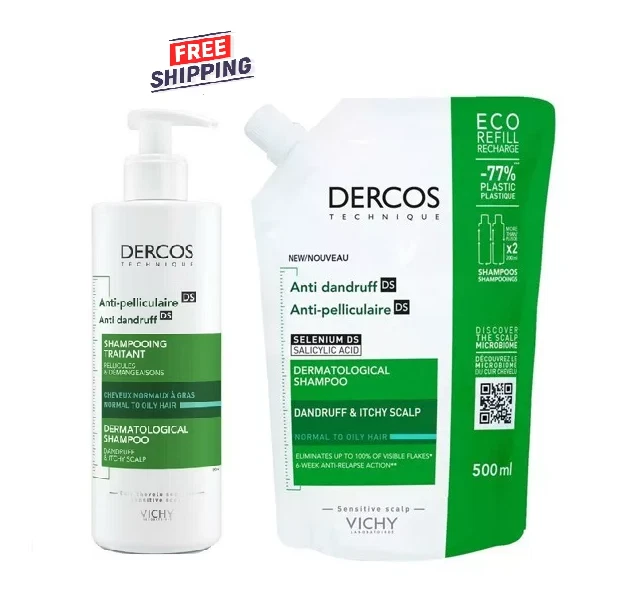 Vichy Dercos Anti-Dandruff DS Shampoo & Refill for Oily Hair 390ml,500ml, 890TTL - Image 1 of 1