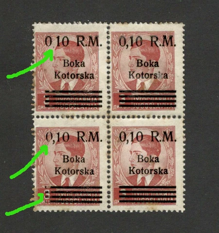 GERMANY OCC KOTOR, BOKA -MINT BLOCK OF 4 - GLUE ON THE FRONT- MORE ERRORS -1944 Cover