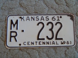 ANTIQUE - LOW NUMBER! 1961 KANSAS LICENSE TAG/PLATE - #232 - Picture 1 of 2