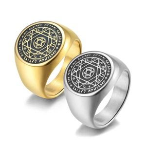 Talisman Seal Solomon Six-Pointed Star Constellation Rings Stainless Steel Band - Picture 1 of 15
