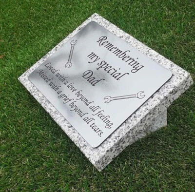 CCONLINEPRODUCTS Personalised Grey Granite Engraved Memorial Grave Plaque Stone Dad Any Wording