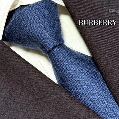 Burberry Solid Wool Tie Blue Navy Luxury Men's Women's Used - Image 1 of 4
