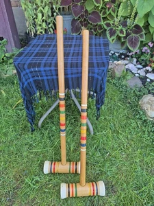 Vintage Croquet Mallets Wooden Colored Replacements 25.5 In - Picture 1 of 8