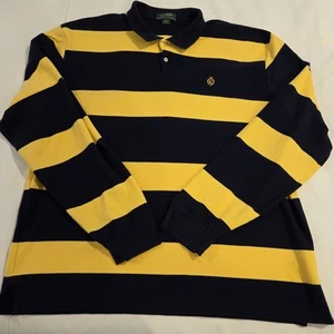 Lauren Ralph Lauren Men's Rugby Shirt Long Sleeve Navy & Yellow Size 2XL XXL - Picture 1 of 10