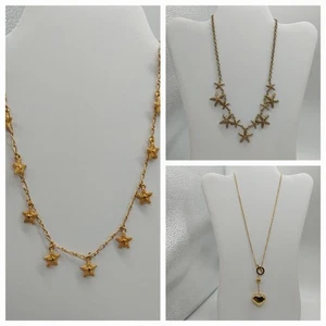 Halskette goldfarben Kettenglied Seestern Herz & Sterne Charms 3 Stück - Bild 1 von 9