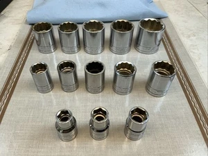 S-K 1/2 Drive 13pc Socket Lot,  7/16in. Min - 1-1/4in. Max. - USA - Picture 1 of 18