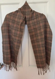 Brook Brothers marrón tostado a cuadros 100 % bebé camello bufanda envoltura a cuadros invierno - Imagen 1 de 10