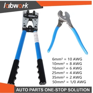 Labwork Crimping Tool For 6-50mm² Battery Wire Cable Lug Crimper Tool AWG 10-0 - Picture 1 of 13