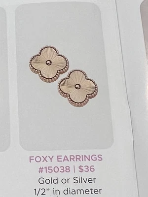 NWT Park Lane Foxy Earrings Gold  Studs Quatrefoil Stylish - Image 1 of 2