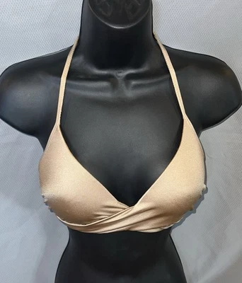 Traje de baño envolvente halter con aros dorado tostado SHADE & SHORE Top 34 B usado en excelente estado Foto 1 de 4