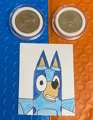 Bluey & Bingo Dollar bucks (2 coins) in Air-Tite capsules 50% to animal rescue - Image 1 of 4