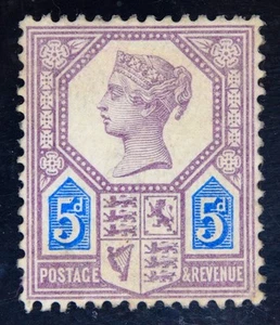 GB SG207 QV 1887 5d Dull Purple & Blue (Die I), Jubilee Issue, Mint MLH - Picture 1 of 2