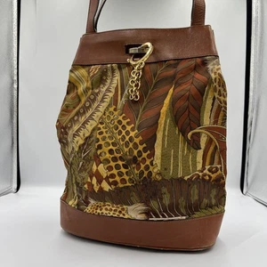 Used Salvatore Ferragamo Drawstring Tote Bag Animal Botanical Authentic Japan - Picture 1 of 8