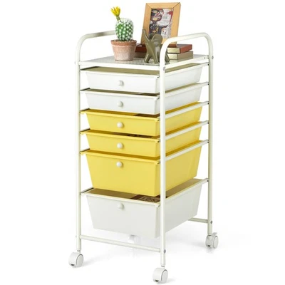 Topbuy 6 Drawer Scrapbook Paper Organizer Rolling Storage Cart for Office - Image 1 of 4