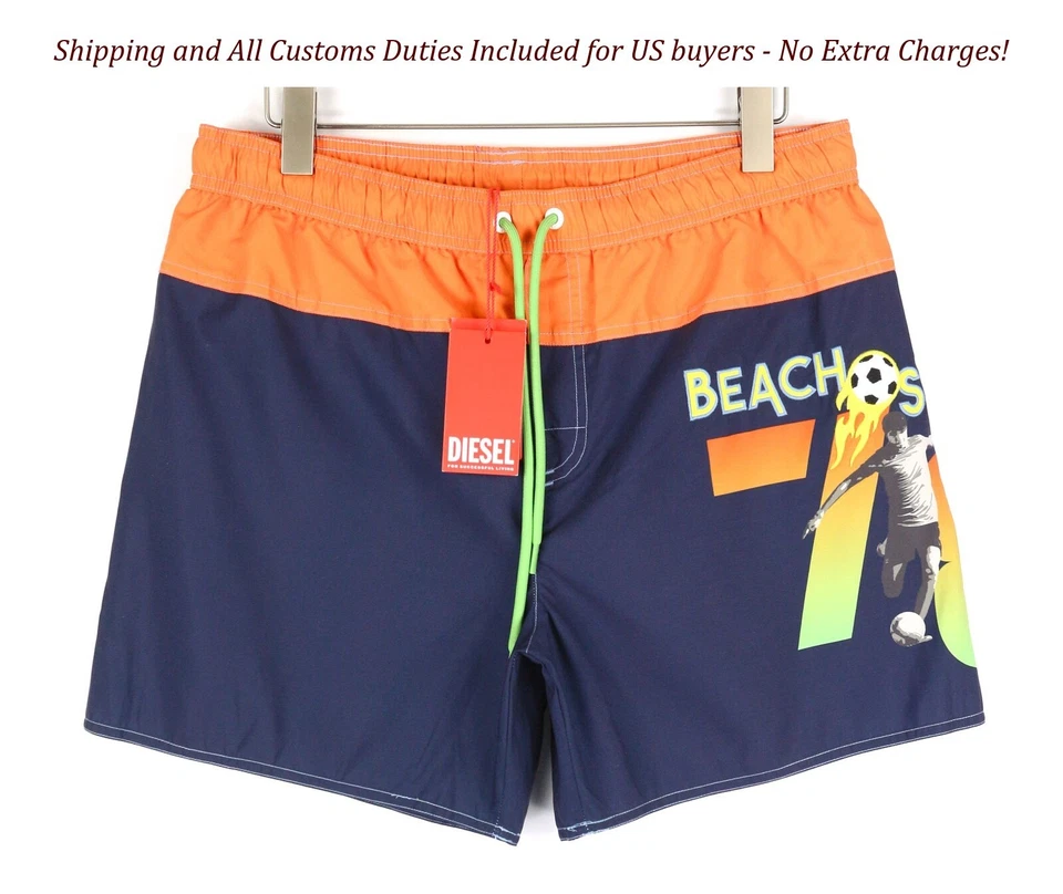 DIESEL BMBX-Wave-YK Traje de baño para hombre 2XL Playa Boxer Cintura elástica Forro de malla Foto 1 de 4