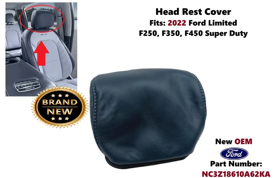 Nuevo OEM 2022 Ford Super Duty Limited Asiento Delantero Reposacabezas Cubierta NC3Z18610A62KA Foto 1 de 4