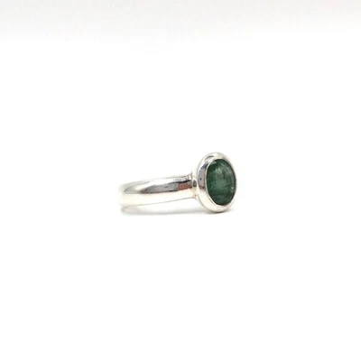 Anello in argento 925 smeraldo verde 1,01 ct anello a fascia solitario... - Immagine 1 di 4