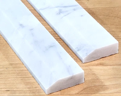10 PCS - MARBLE PENCIL TRIM LINER 12 X 1-1/4 X 3/8" White / Gray Italian Marble - Image 1 of 4