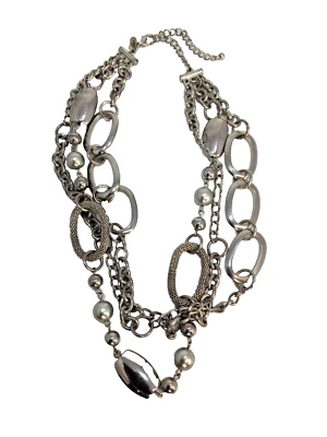 PREMIER DESIGNS PASARELA Antiguo Collar Cuerda Tonificado Plata Cadena Boho Corta Foto 1 de 2