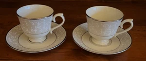 Lenox Pearl Innocence Footed Cup And Saucer Set Ambassador Collection Set of 2 - Picture 1 of 3