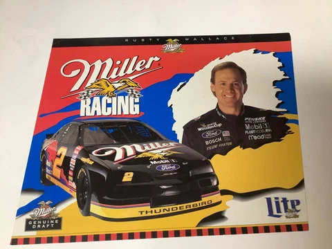 RUSTY WALLACE MILLER 1996 POST CARD 10” X 8” Cover