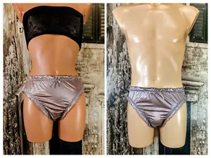 Lilac sexy frilly sliPpy metallic shiny CD sissy TV knickers panties L/XL R1594B - Picture 1 of 12