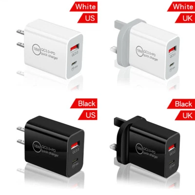 Fast Charger Cable PD USB C Plug 18W+QC3 For Samsung iPhone13 12 PRO MAX 11XS - Image 1 of 4