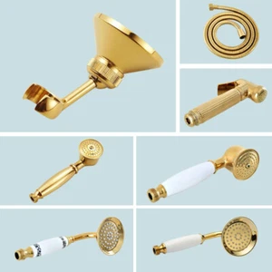 Gold Color Brass Handheld Shower Head Sprayer +1.5m Hose + Wall Bracket Gzh354 - Picture 1 of 16